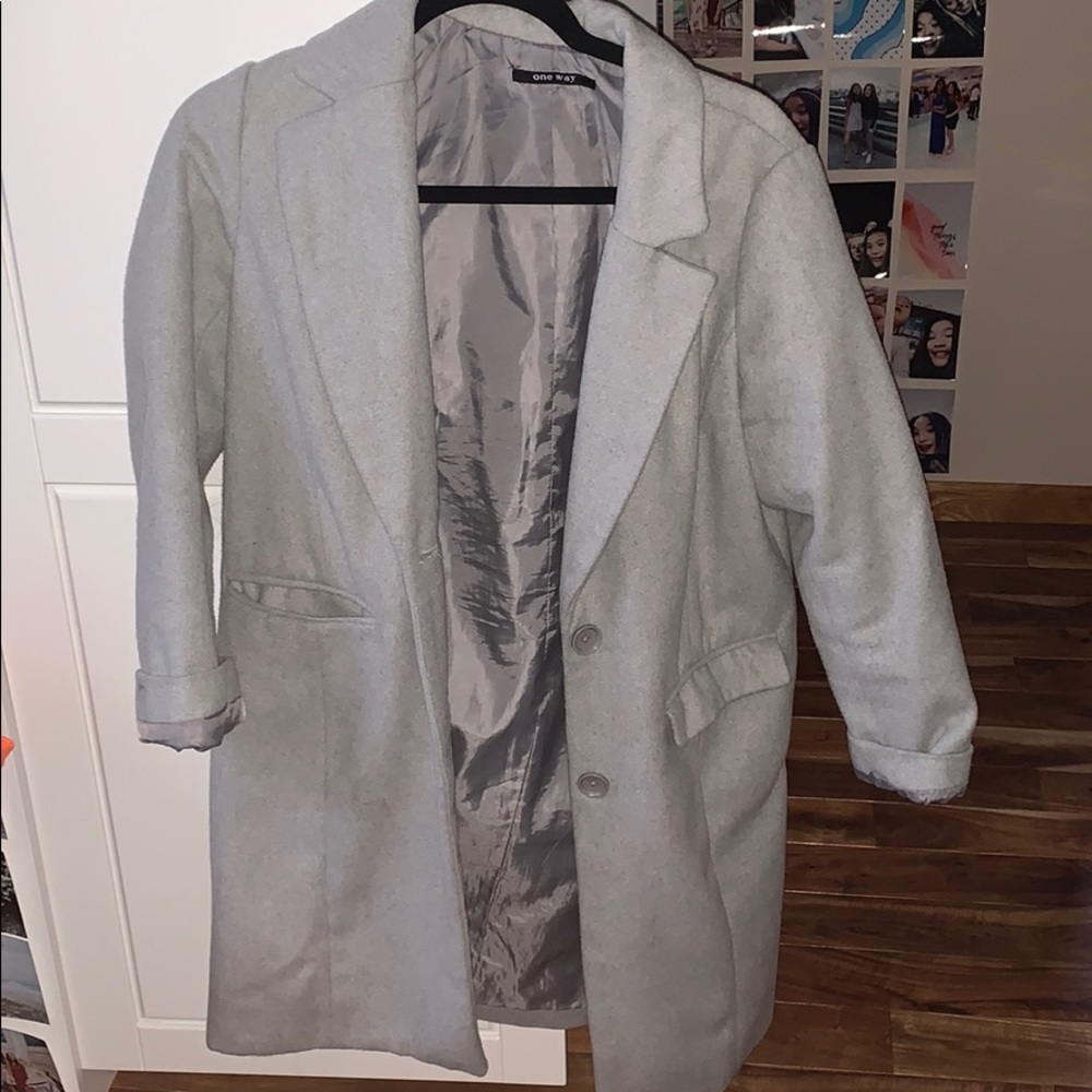 grey trench coat